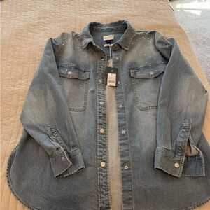 Blue Studded Denim Shirt